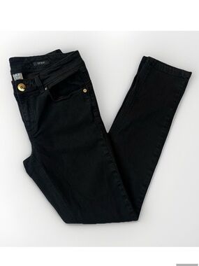 Cache Black Skinny Jeans Gold Button Detail Size 6